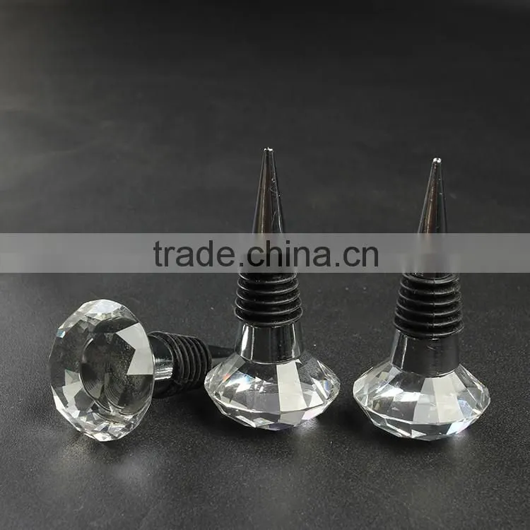 2016 Newest Crystal Bottle Stopper/ Diamond Shape Crystal Glass Bottle Stopper for Wedding favors and Party decorations