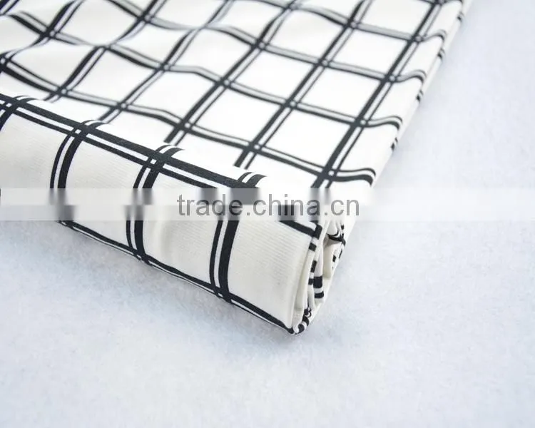 Jiufan Textile Soft Check Poly Spun Single Jersey Printed Ponte Roma Knit Fabric