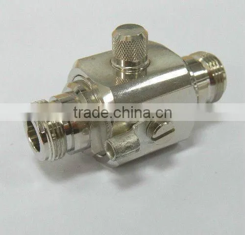 RF connector, N jack to jack, lightning arrester, surge protector, 90V gas tube