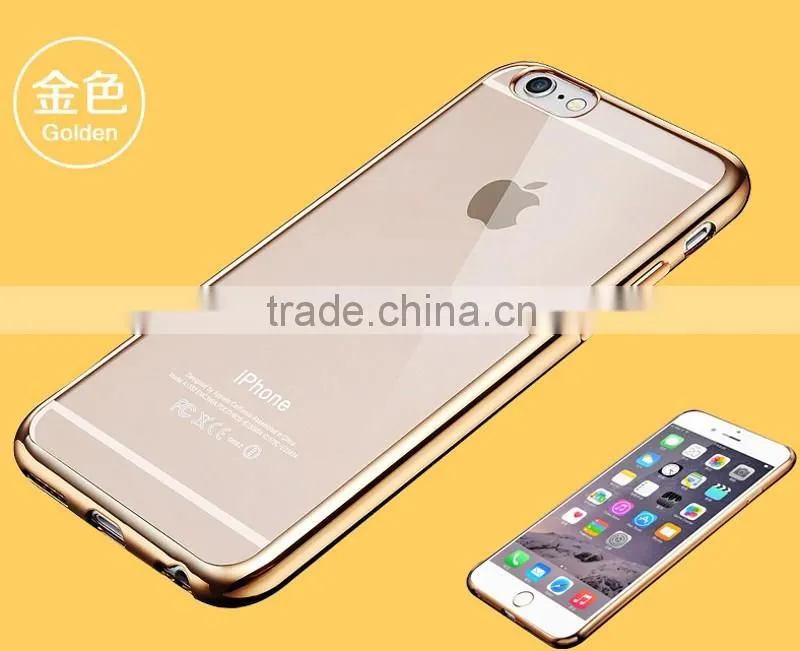 Wholesale hot selling mobile phone cover for iphone 6,electroplated transparent TPU mobile Phone cover For iphone 6