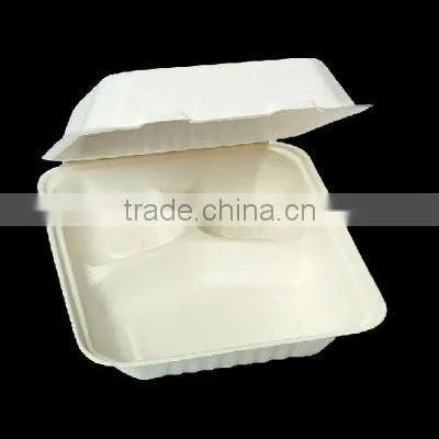 9" 3-grid wide rim printable take away paper pulp bagasse plate