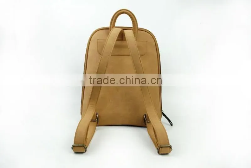 Uique design ladies durable khaki pu leather backpack with Chinese style pattern