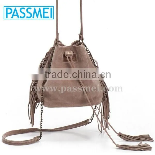 On Sale Leather Bucket bag, Mini Drawstring bag, Leather fringe bag