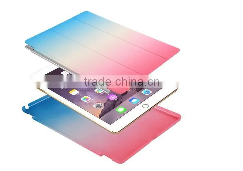 2016 New Arrival For 12.9inch iPad Pro Slim Pu Leather Rainbow Cover With Wake Sleeping