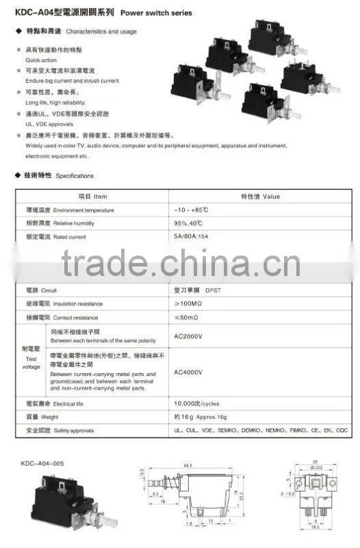 Power Switch push switch KDC-A04