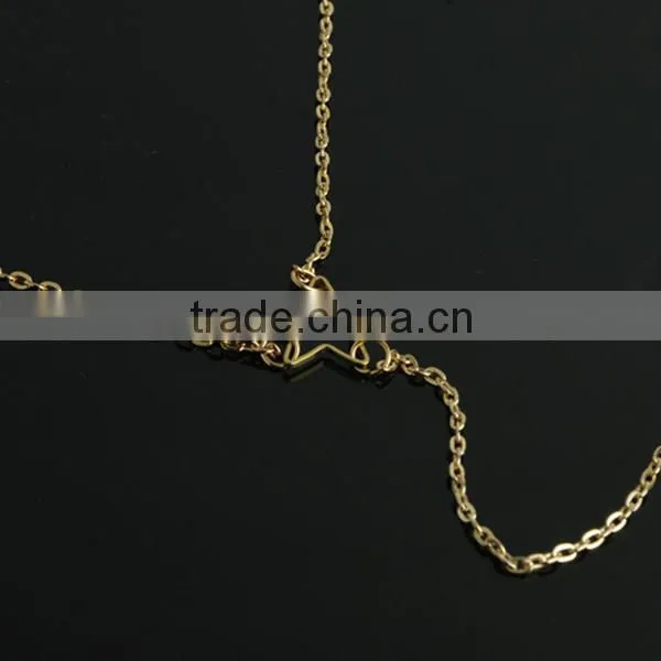 star gold long necklace jewelry, long tassel necklace