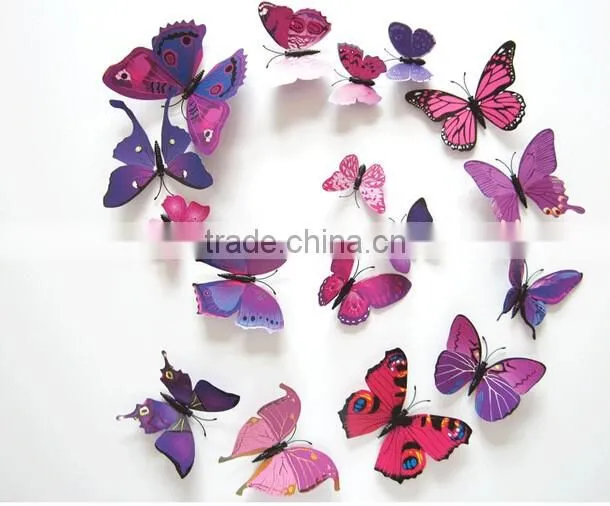 12pcs 3D PVC Butterflies DIY Butterfly Art Decal Home Decor Wall Mural Stickers