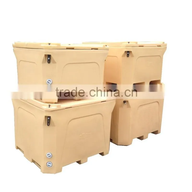 600L Rotational molding cooler,rotomolded fish box cooler box