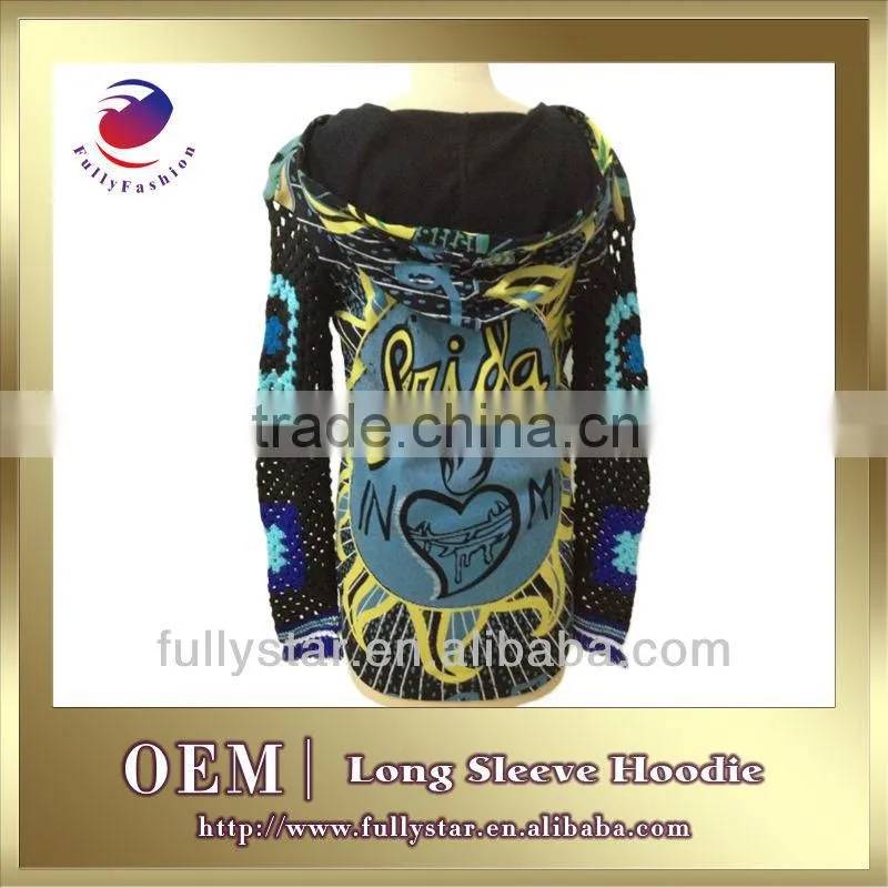 fashion all over printed cotton lady hoody