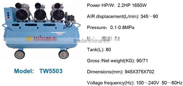 2hp silent dental use Portable air compressor