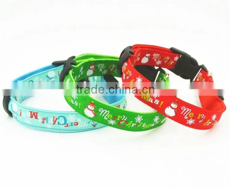 Night Light Nylon Adjustable Pet Dog Collar Lovely Christmas Flashing LED Safety Puppy Supplies