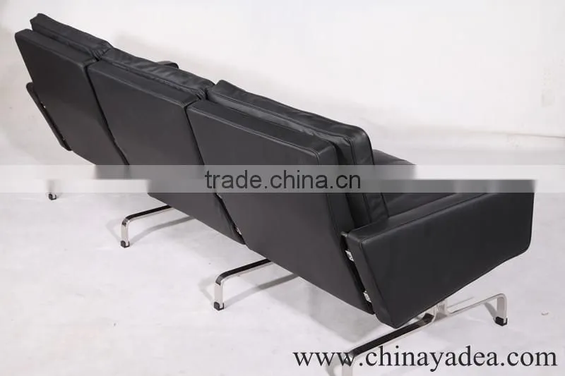 3 seater black leather sofa PK31