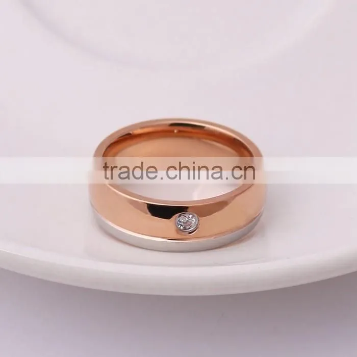 Beautiful Fashion Full Stainless Steel Gem Engagement Ring