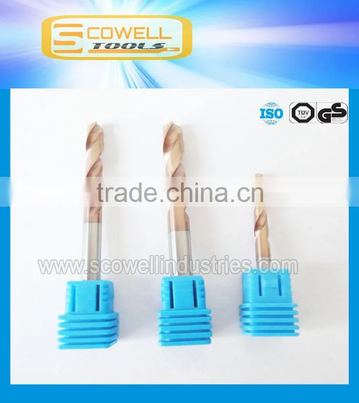 HRC 55 Tungsten carbide drill bits Micro Grain Altin coated for processing harder steel