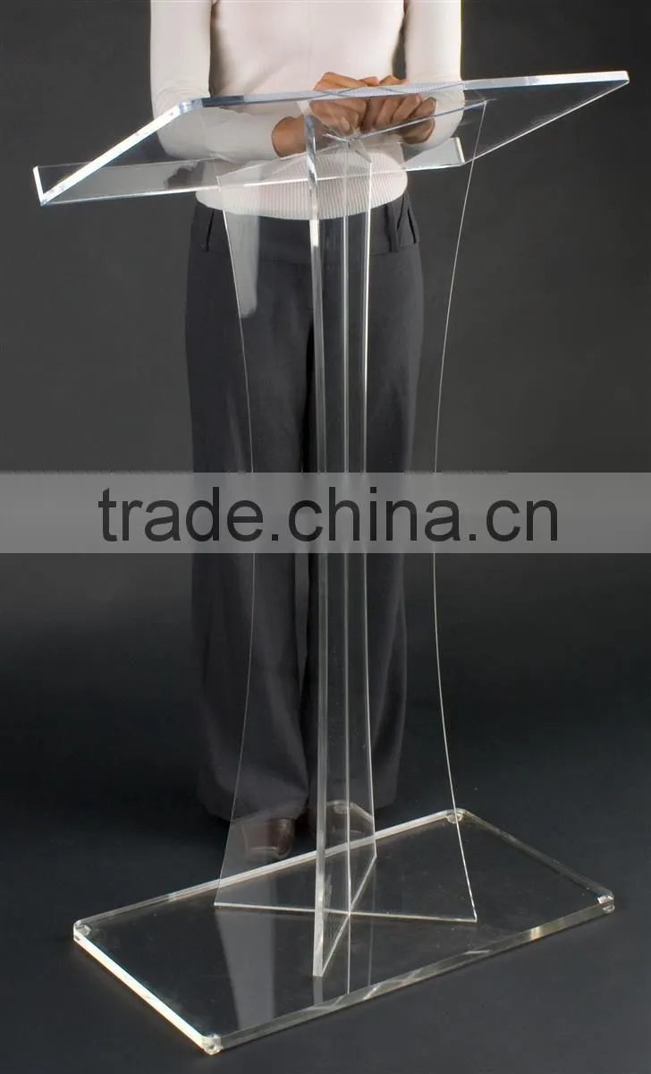 Acrylic Podiums for Floor, X-Shaped Post, Rubber Feet - Clear