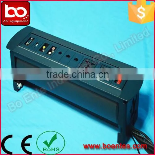 Manual Type Flip Up Desktop Socket with power data cables for Office Furniture