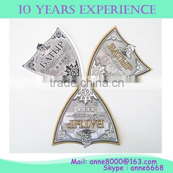 Aluminum self adhesive neck label for wine bottle label for wine bottles