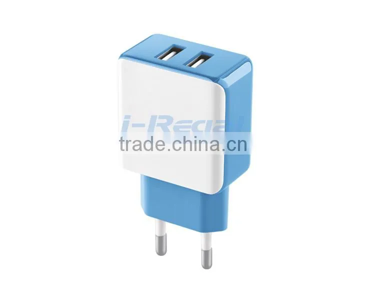 Newest!!!!! 5V 2.1A dual usb mobile phone travel charger,home charger,wall charger