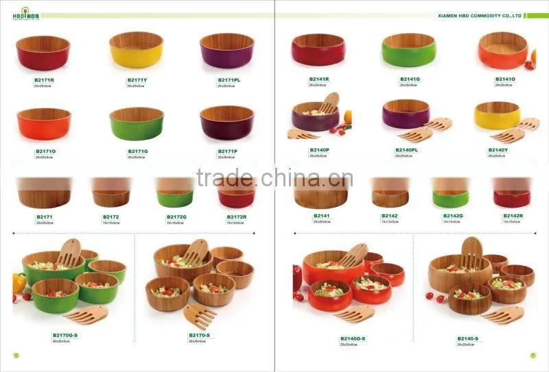 High quality bamboo bowl,bamboo salad bowl with server