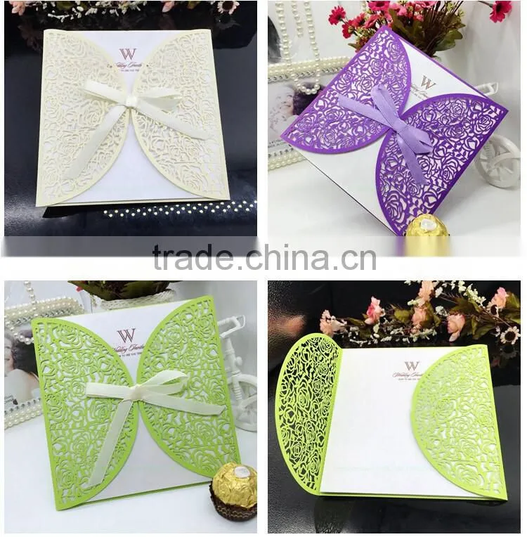 Elegant laser cut cards wedding invitation card made in Chinese factory