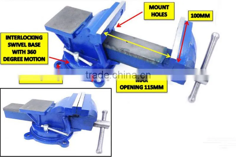 8" 200mm 28.5kgs French type swivel base Bench Vise with anvil
