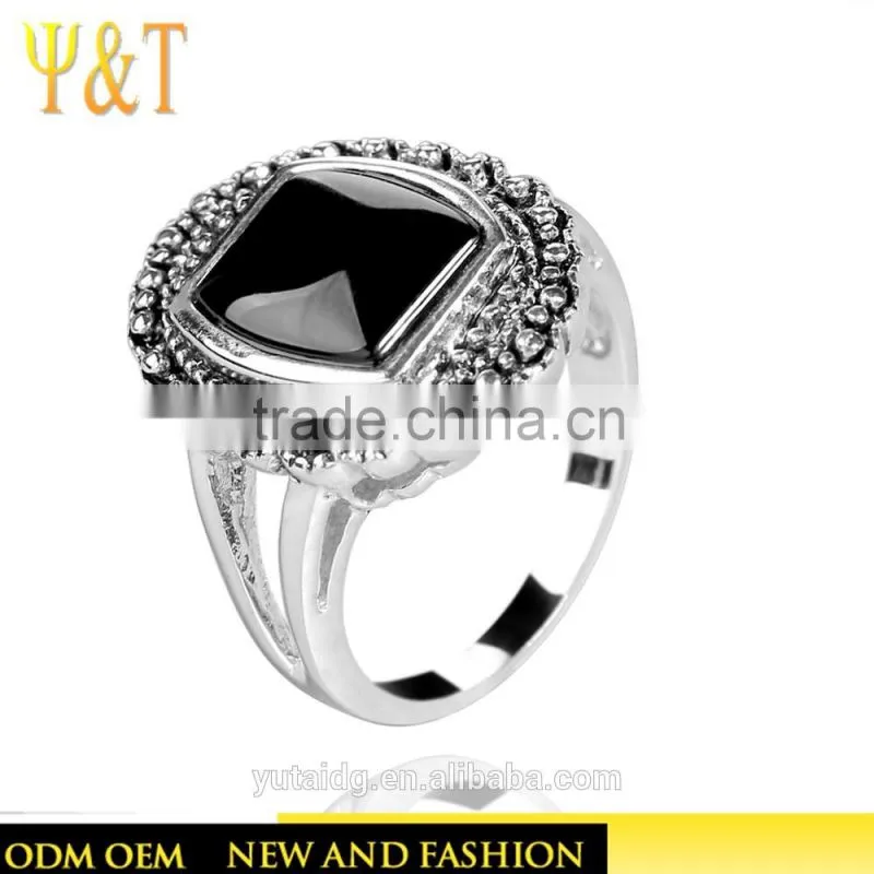 Jingli Factory Direct Silver Ring With Black Stone (YJ-403)