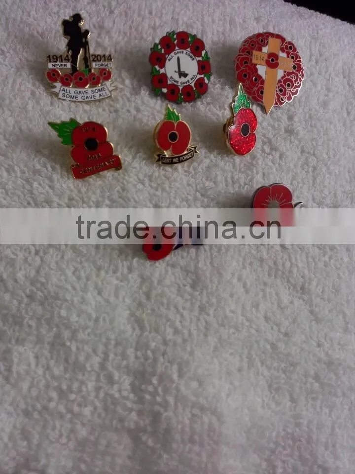 Nice loonking poppy badge, flower lapel pin, lapel pin metal crafts