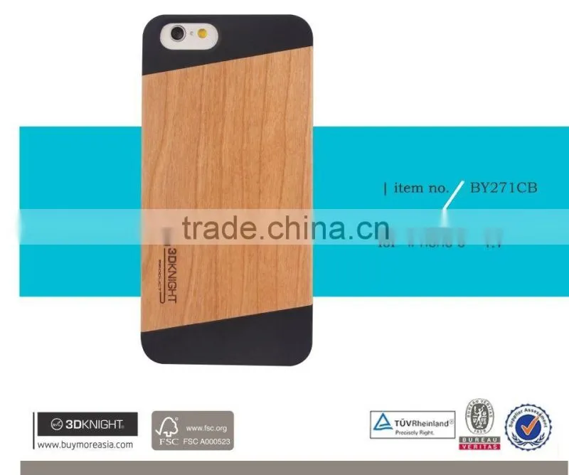 Optional Black White PC Wood Phone Cover Blank Back DIY Customized Design for iPhone 6 Case, Ultra Slim Light Case for Apple