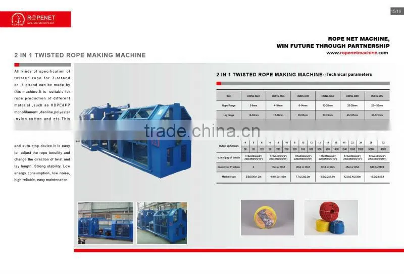 Rope Net advanced version 3 strands plastic twisted rope machine for sale mobile phone:0086 15163879588 email:alice@ropeking.com