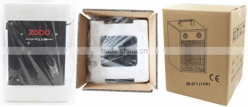 Good heating with thermo block electric heaters 3 kW for work shop space
