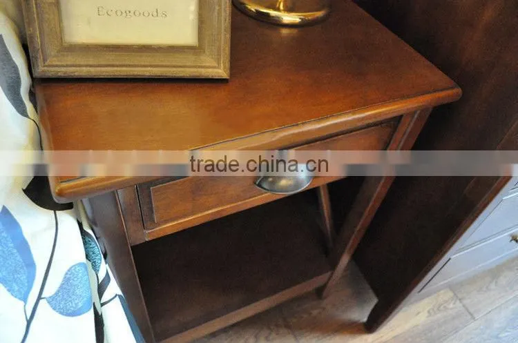 Concise Spanish style wooden bedroom nightstand
