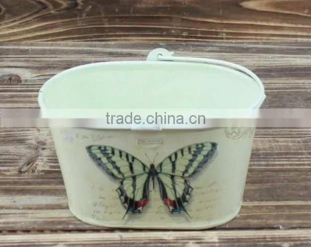 2015 garden decoration paper decal galvanized metal buckets wholesale