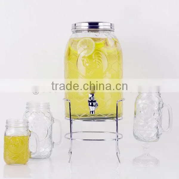Well Garden Decor Drinking Dispener with Metal Ice Bucket Stand set