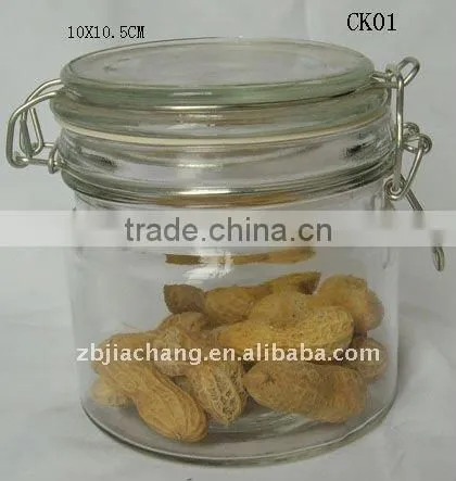 air-tight mini cylinder glass storage jar with metal clip top
