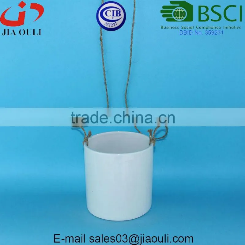 BSCI Audited Factory white Glazed ceramic flower pot
