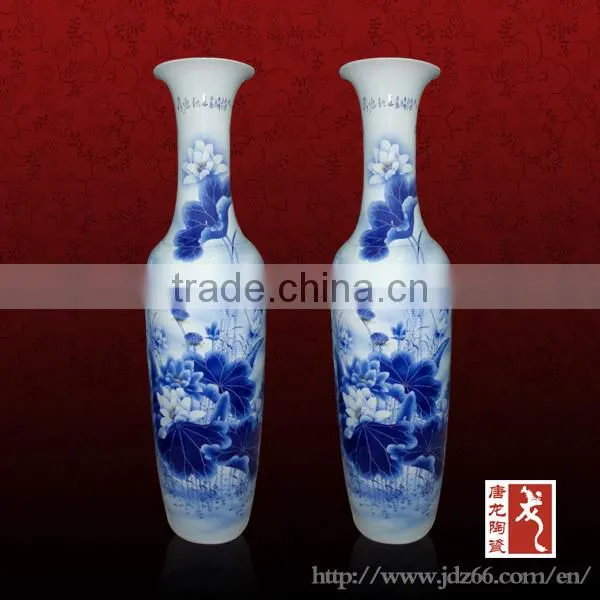 Modern tall blue and white porcelain vases made in China