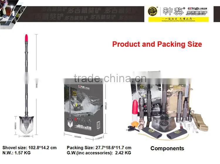 Camping Knife Folding Auto Emergency Tool Kit Offroad Survival Shovel Spade&Shovel Model#DJSV-SD Pickaxe and shovel