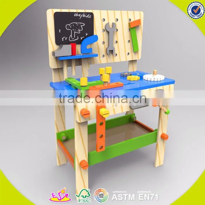 wholesale DIY pretend children wooden workbench toy interesting baby wooden workbench toy W03D028