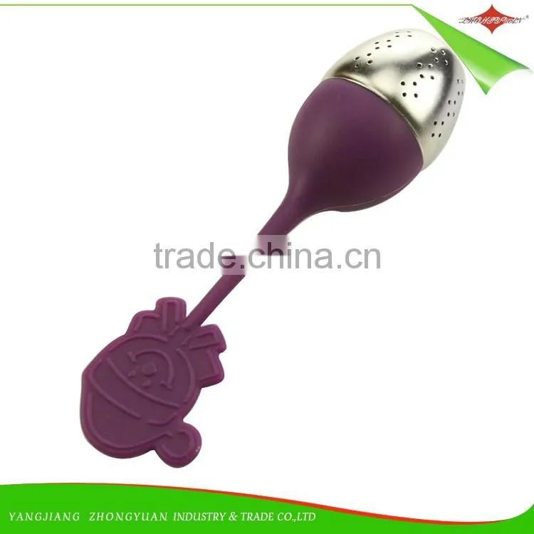 ZY-E3146 Hot sale Factory Wholesale Leaf Shape Tea Bag Stainless Steel Silicone Tea Infuser tea filter