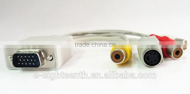 2016 new arrival VGA to S-Video AV RCA TV Out Converter Adapter Cable for Computer Desktop PC