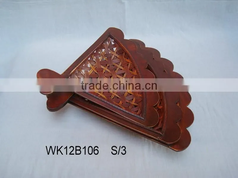 Leaf round bamboo plates in various shape bamboo decoration
