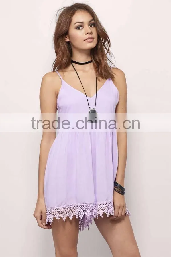 Adult Romper Wholesale Sexy Light Purple Thin Flowy Spaghetti Straps Shorts Beach Wear Summer Festival Jumpsuit With Fringe Trim