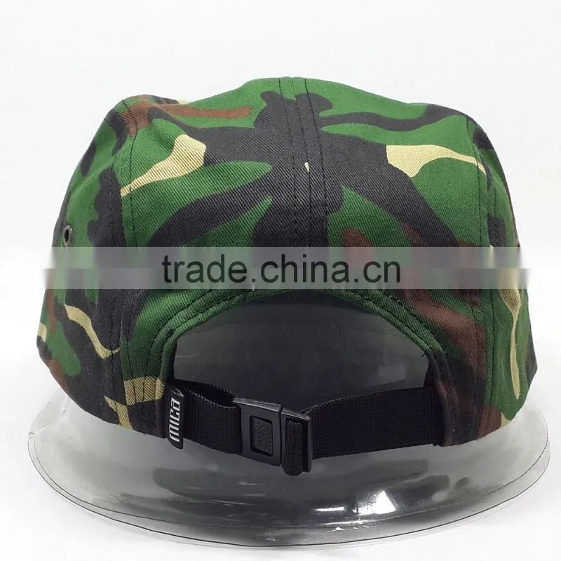 Custom pattern printed 5 panel hat camp cap with patch tag