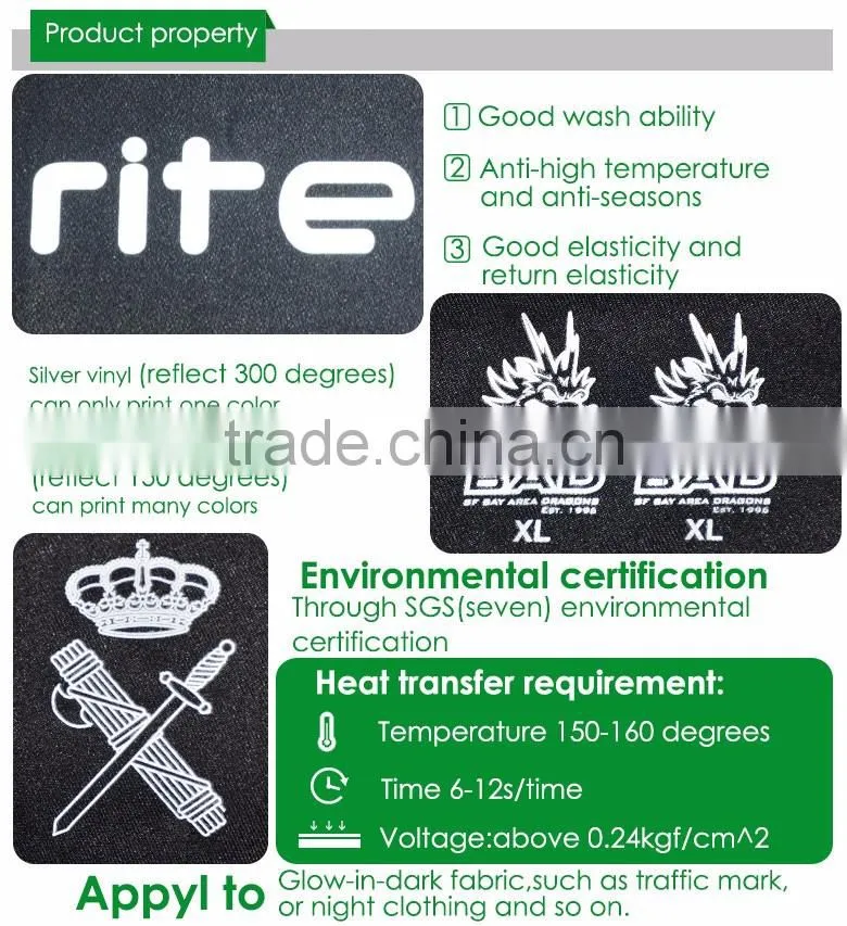 QingYi fabric heat transfer stickers with reflective effect