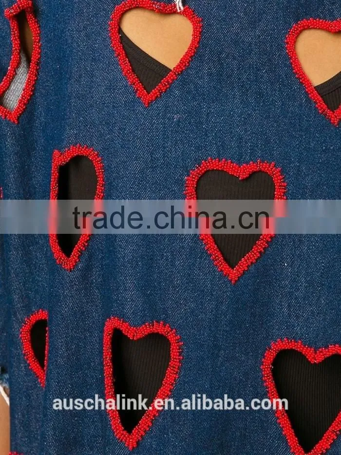 100% cotton lady denim fashionable t-shirt cutting patterns