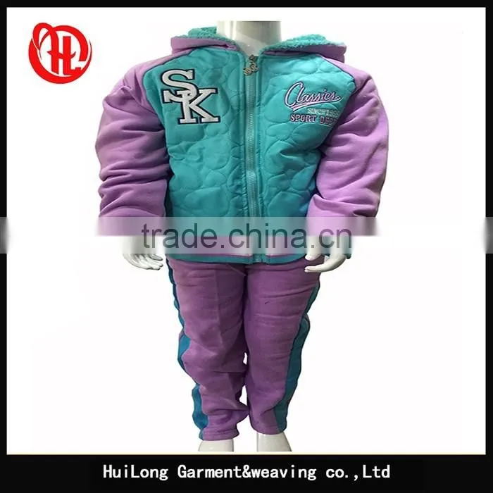 OEM garment Pu fleece hood apparel girls sets clothing