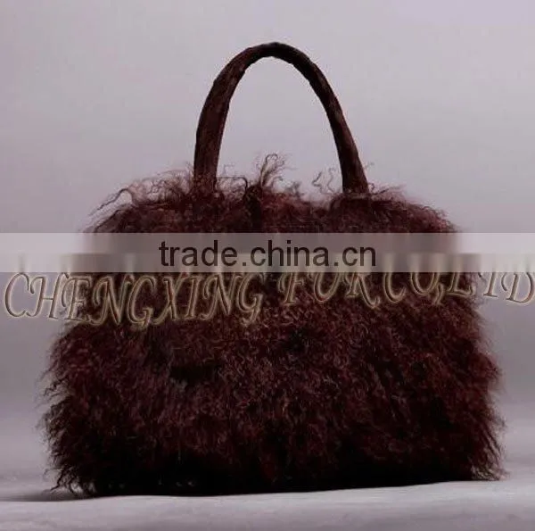 CX-H-24F Newest Fashion Real Tibetan Lamb Fur Lady Handbag Female Bag