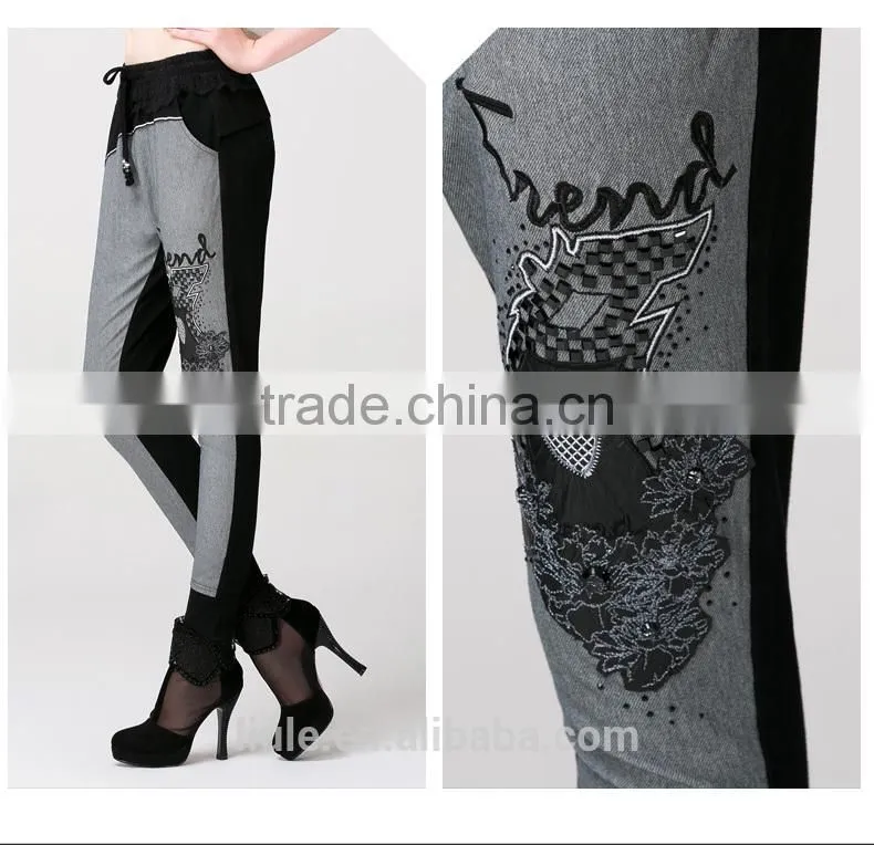 hot selling elastic waist tight korean fashion pants