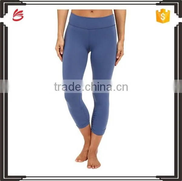 Custom solid color shinny yoga pants tight sport running pants for women