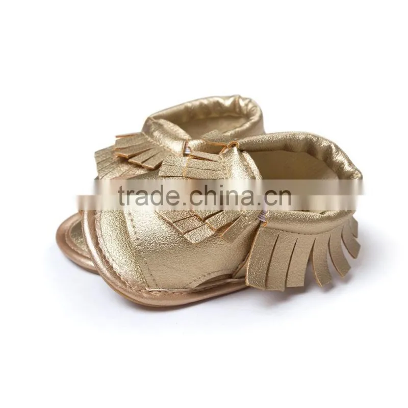 Artificial leather fringed baby summer sandals, hard sole baby summer sandals